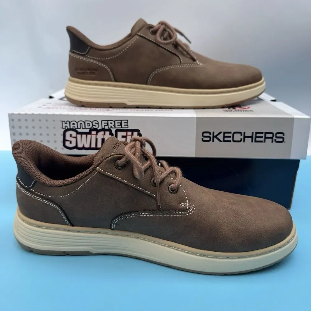 Skechers Men's Swift Fit Hands Free Memory Foam Casual Shoe Brown Size 8.5
